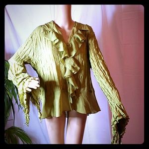 Green blouse with ruffles